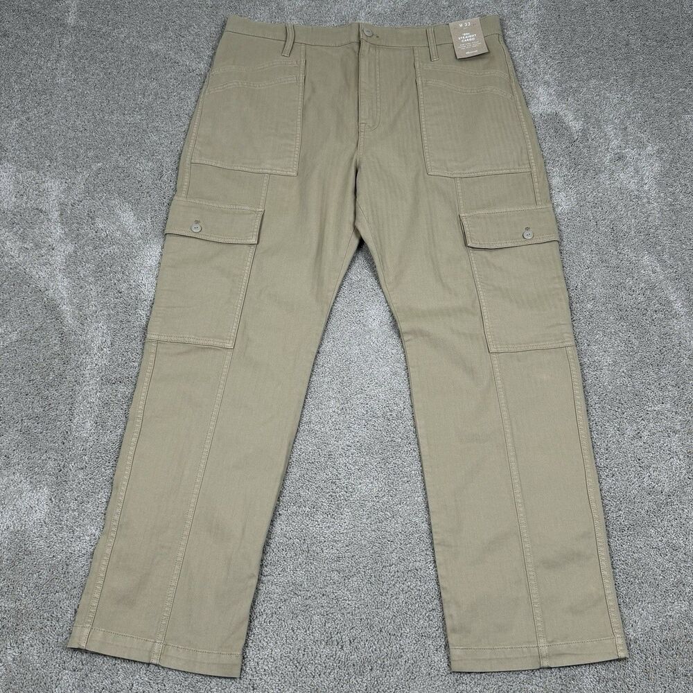 Madewell Men's Straight Fit Cargo Pants 90's Size 33x30 NEW Khaki Beige Baggy